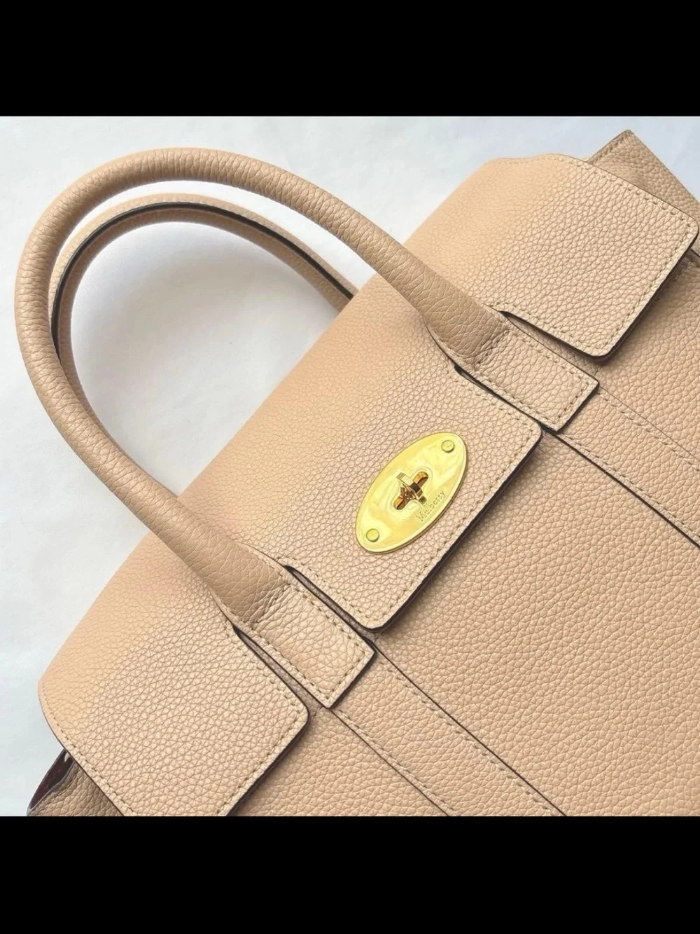 Mulberry Pale Pink Pebbled Leather Satchel with Gold Hardware